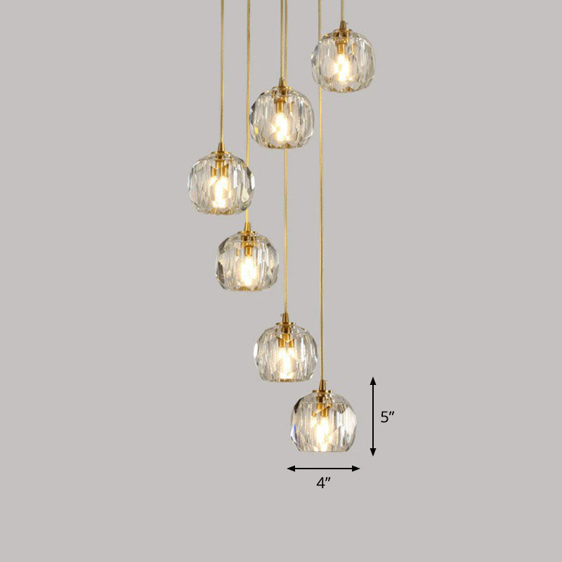 Gold K9 Crystal Pendant Lamp For Stairway Decor 6 /