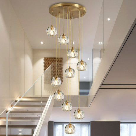 Gold K9 Crystal Pendant Lamp For Stairway Decor 10 /