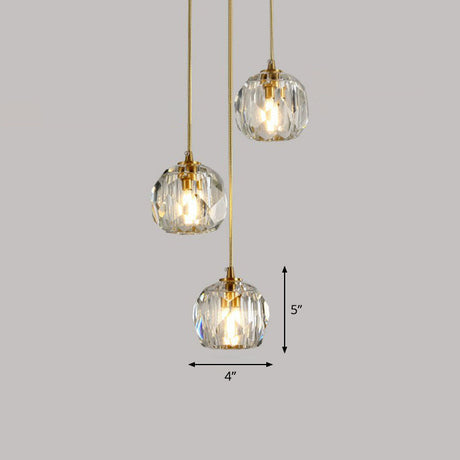 Gold K9 Crystal Pendant Lamp For Stairway Decor