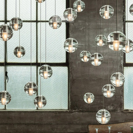 Modern Meteor Shower Multi-Light Pendant Chandelier With Clear Seedy Glass