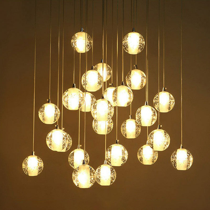 Seedy Glass Meteor Shower Pendant Chandelier: Modern Clear Suspension Light Fixture