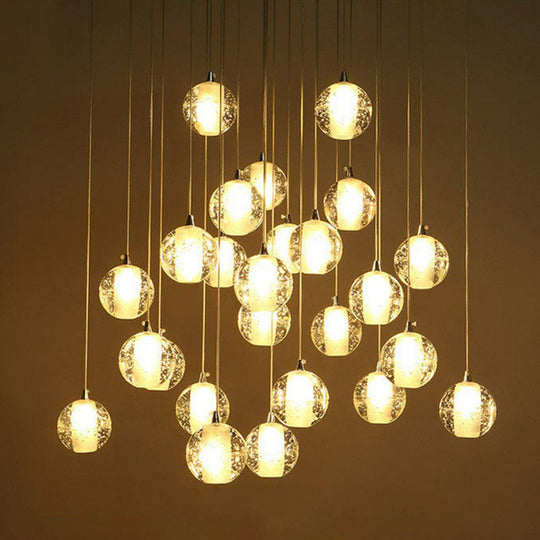 Modern Meteor Shower Multi-Light Pendant Chandelier With Clear Seedy Glass