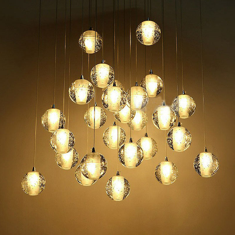 Modern Meteor Shower Multi-Light Pendant Chandelier With Clear Seedy Glass