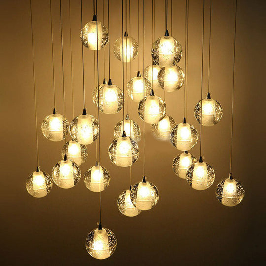 Seedy Glass Meteor Shower Pendant Chandelier: Modern Clear Suspension Light Fixture