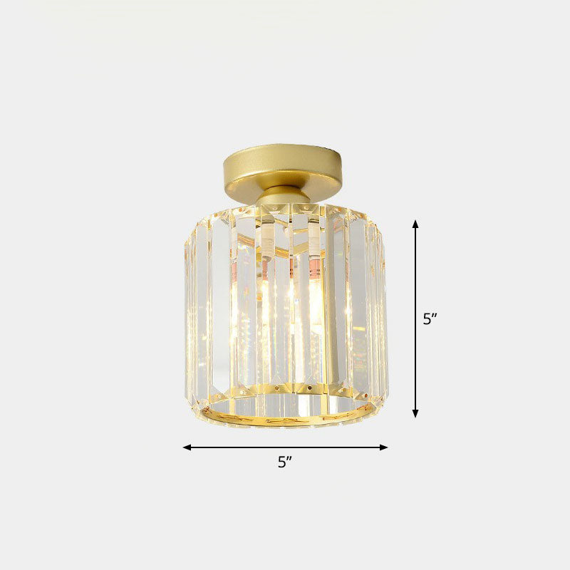 Prismatic Crystal Geometric Flush Mount Ceiling Light - Postmodern Style Gold / Round
