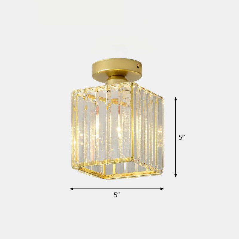 Prismatic Crystal Geometric Flush Mount Ceiling Light - Postmodern Style Gold / Square Plate