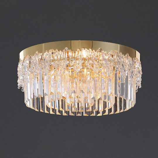Prismatic Crystal Ceiling Lamp With Gold Finish / 19’