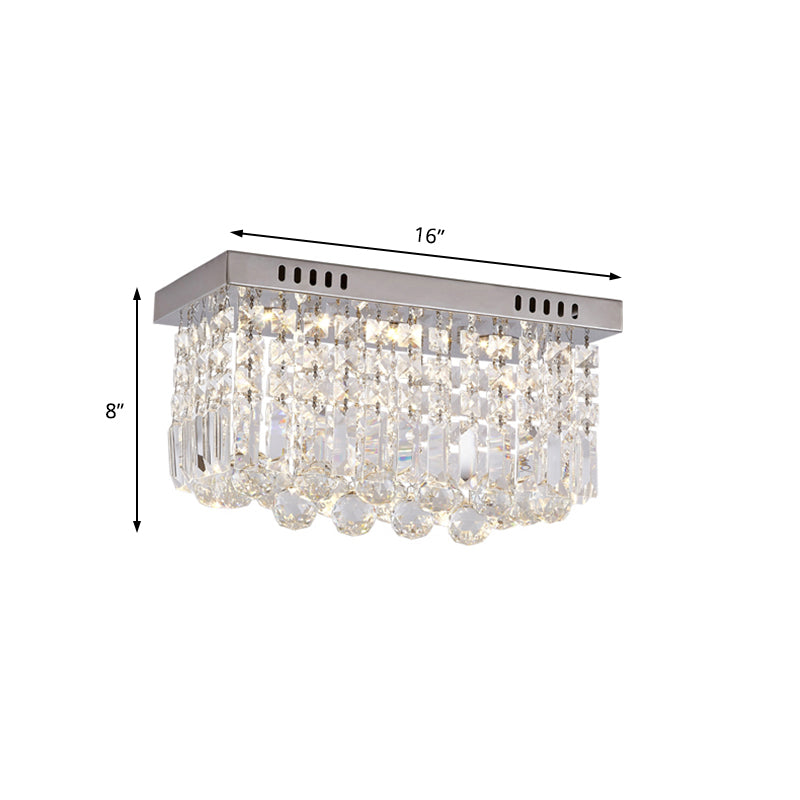 Modern Crystal Chrome Flush Mount Led Ceiling Light - 8’/16’ Cubic/Cuboid For Bedroom