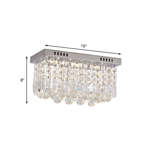 Modern Crystal Chrome Flush Mount Led Ceiling Light - 8’/16’ Cubic/Cuboid For Bedroom