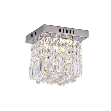 Modern Crystal Chrome Flush Mount Led Ceiling Light - 8/16 Cubic/Cuboid For Bedroom