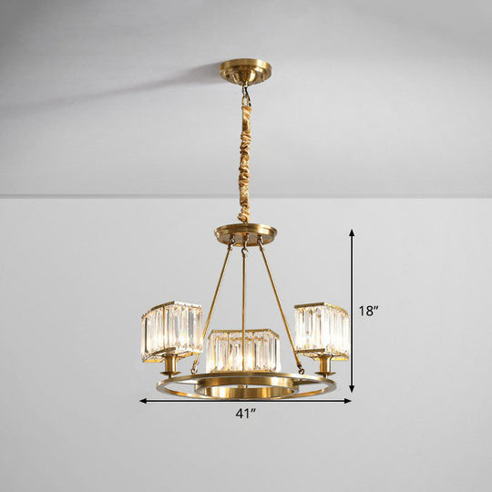 Gold Round Chandelier Pendant Light With Contemporary K9 Crystal For Elegant Living Room Décor 3 /
