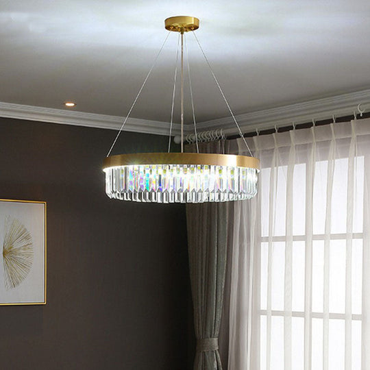 Modern Style Gold Chandelier Light With Crystal Prism: Perfect For Living Room