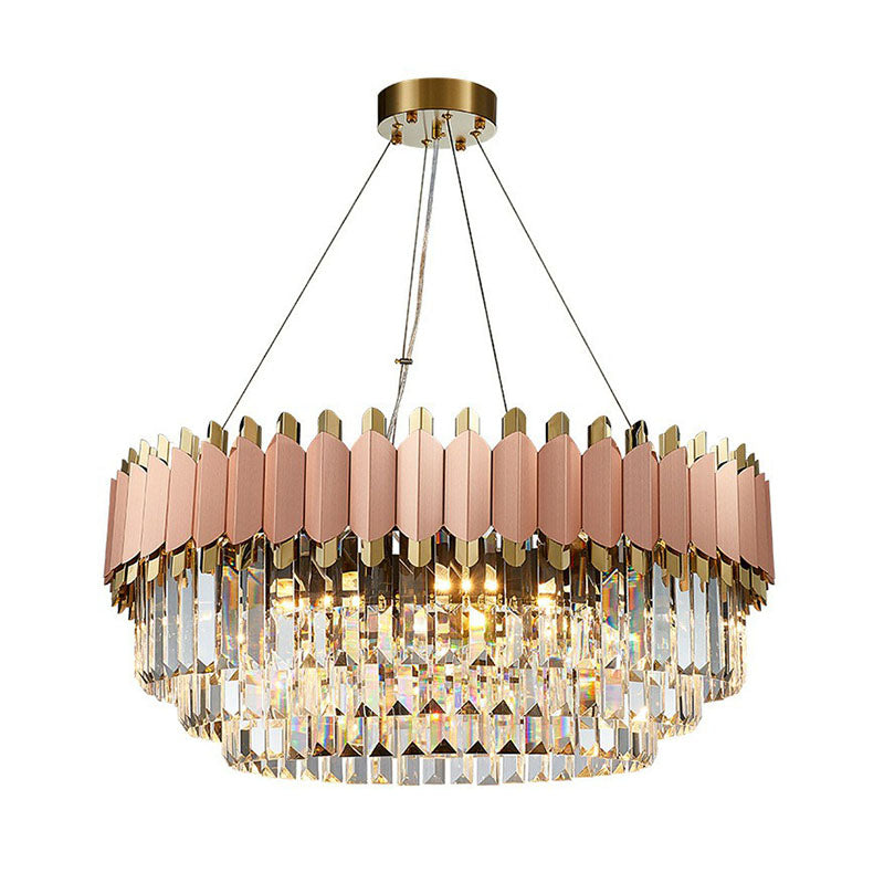 Contemporary Pink Crystal Chandelier Pendant Light For Living Room