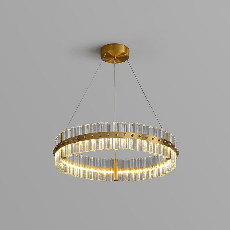 Minimalist Gold Led Crystal Ring Chandelier For Bedroom / 16