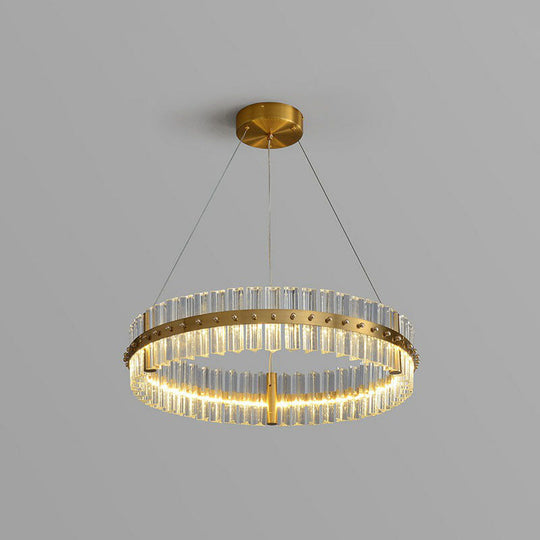 Minimalist Gold Led Crystal Ring Chandelier For Bedroom / 16