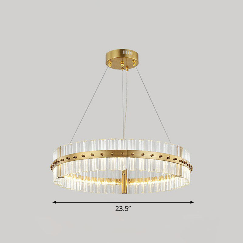 Minimalist Gold Led Crystal Ring Chandelier For Bedroom