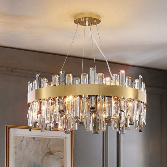 Contemporary Crystal Gold Chandelier Pendant Light For Living Room