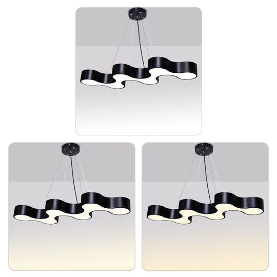Modern Wave Led Suspension Light: Acrylic Chandelier For Meeting Rooms