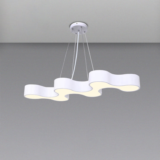 Modern Wave Led Suspension Light: Acrylic Chandelier For Meeting Rooms White / Warm