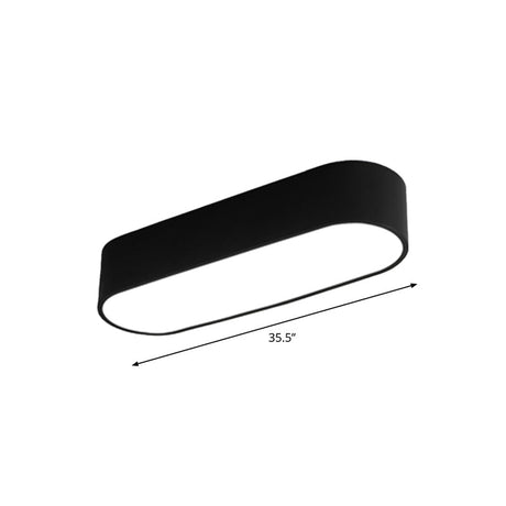 Simple Black Metallic Oval Led Ceiling Lamp - Flush Mount Light Fixture For Aisle / 35.5