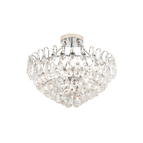Modern Crystal Semi-Flush Ceiling Lamp With 4 Chrome Lights For Dining Room