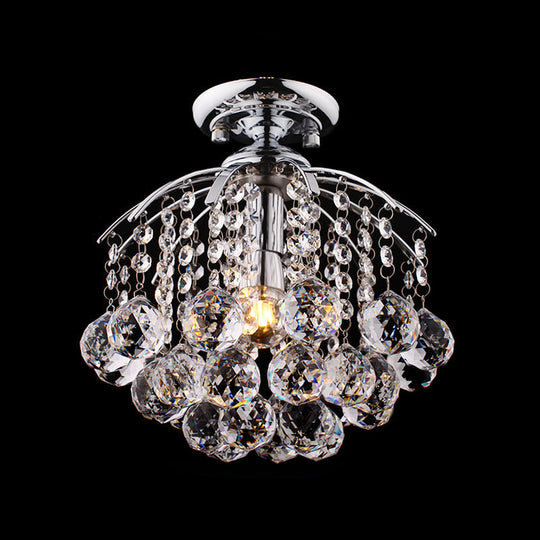 Modernist Crystal Cascade Porch Flush Mount Ceiling Light