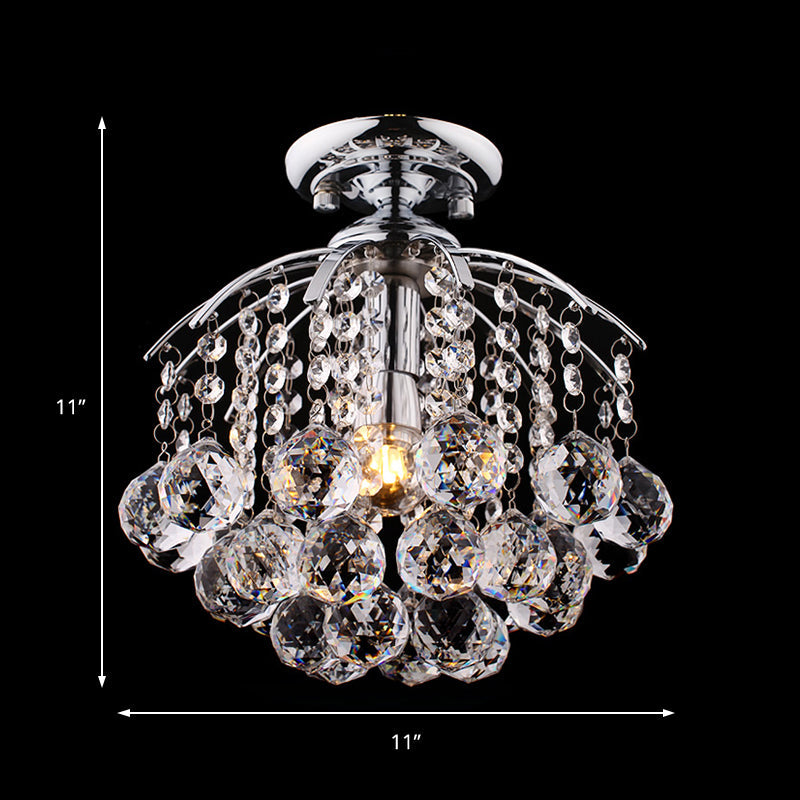 Modernist Crystal Cascade Porch Flush Mount Ceiling Light