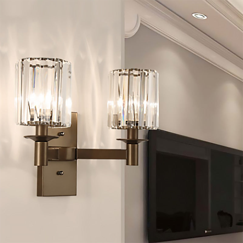 Modern Clear Glass Wall Sconce With Bronze Rectangle Backplate - Bedroom Half-Bulb Lamp 2 /