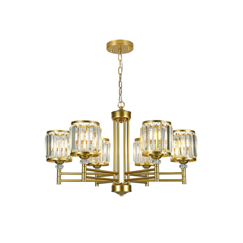Contemporary Crystal Radial Hanging Chandelier - Brass Finish 3/6/8 Lights Bedroom Lighting