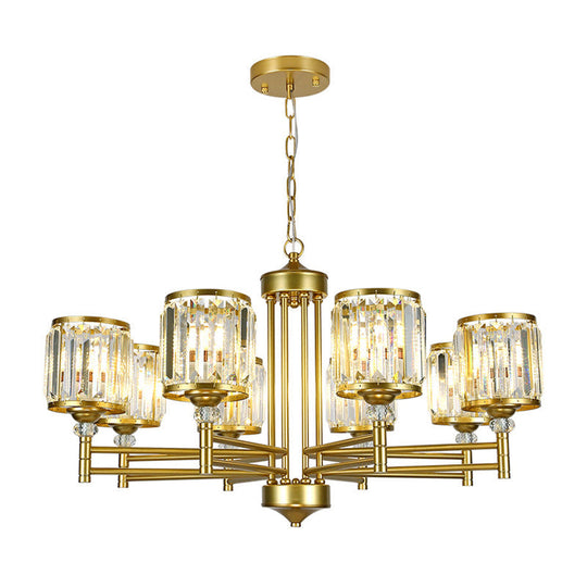 Contemporary Crystal Radial Hanging Chandelier - Brass Finish 3/6/8 Lights Bedroom Lighting
