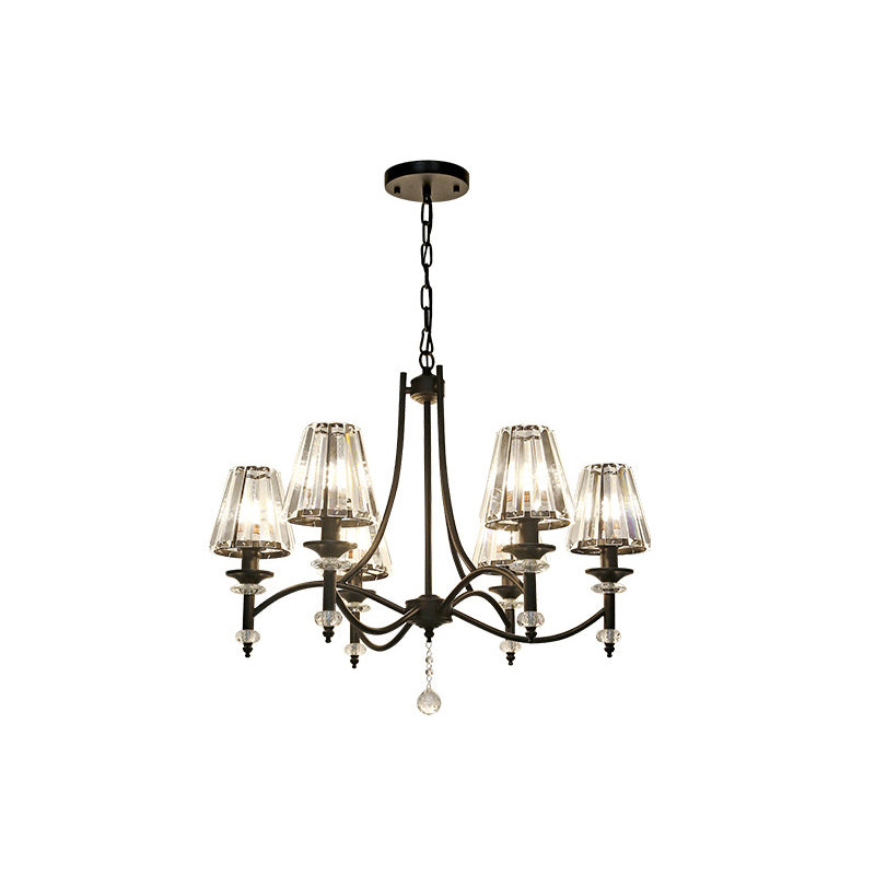 Contemporary Crystal Chandelier Pendant Light Kit - Tapered Design Adjustable Chain 4/6/8 Lights