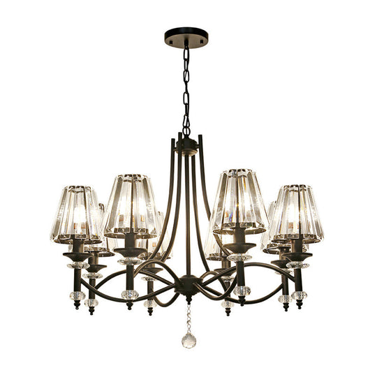 Contemporary Crystal Chandelier Pendant Light Kit - Tapered Design Adjustable Chain 4/6/8 Lights