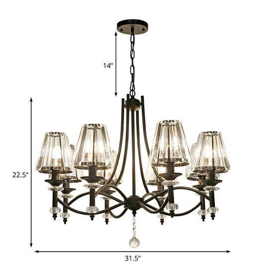 Contemporary Crystal Chandelier Pendant Light Kit - Tapered Design Adjustable Chain 4/6/8 Lights