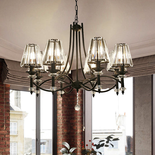 Contemporary Crystal Chandelier Pendant Light Kit - Tapered Design Adjustable Chain 4/6/8 Lights