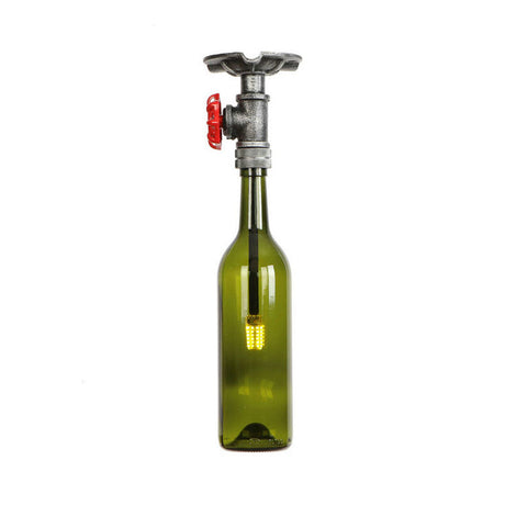 Vintage Indoor Ceiling Mounted Fixture: 1-Light Semi-Mount With Wine Bottle Glass Shade & Valve In