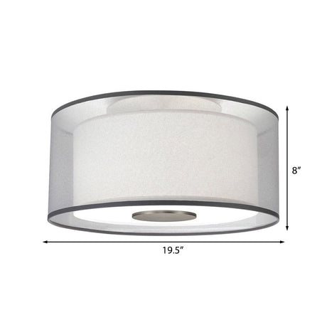 Classical White Fabric Drum Flush Mount Lamp - 4 Lights Ceiling Light Fixture 16’/19.5”/23.5’ Wide
