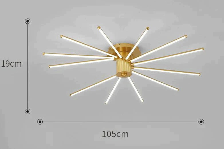 Contemporary Simple Creative Living Room Led Revolving Fireworks Ceiling Golde 12 White Light