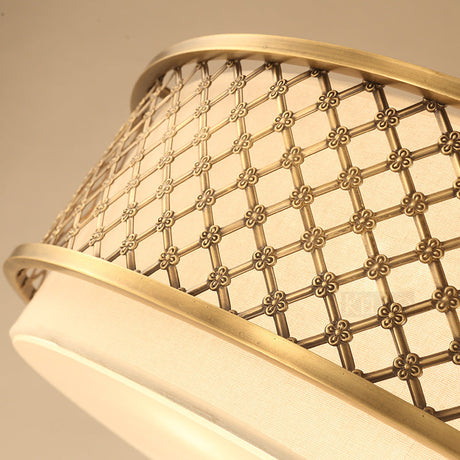 Classic Drum Metal Flush Mount Lamp Brass Finish 4/5 Lights 16/19.5 Wide Living Room Ceiling