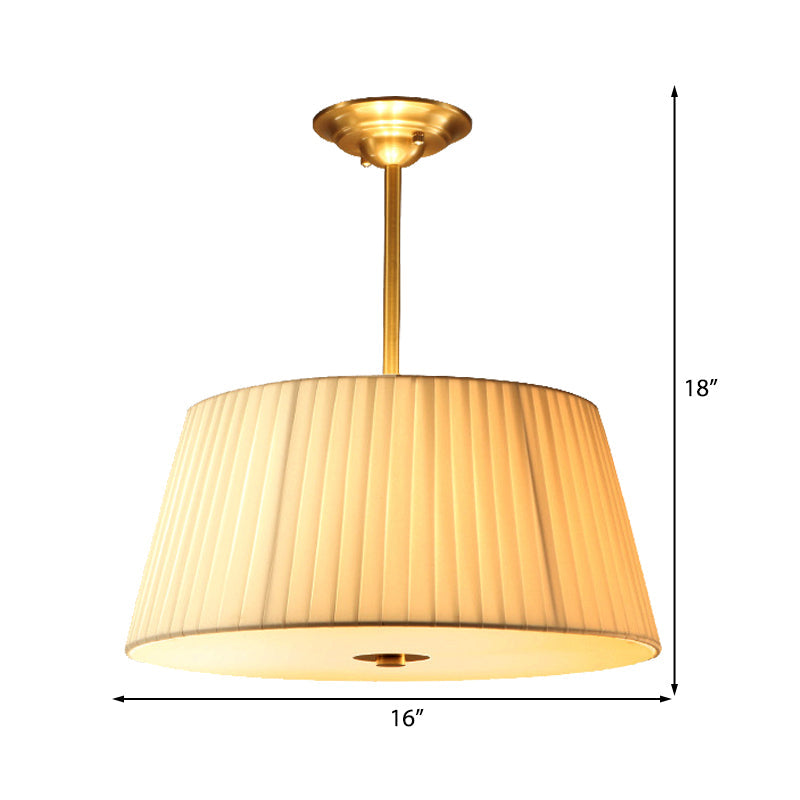 Classic White Semi Flush Mount Ceiling Fixture - 3/4 Lights With Drum Fabric Shade 16’/20’ Wide