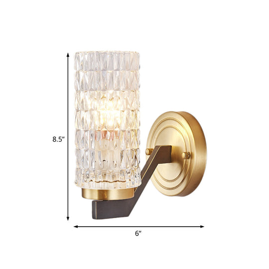 Simplicity Crystal Flush Wall Sconce With 2 Lights - Brass Bedside Fixture