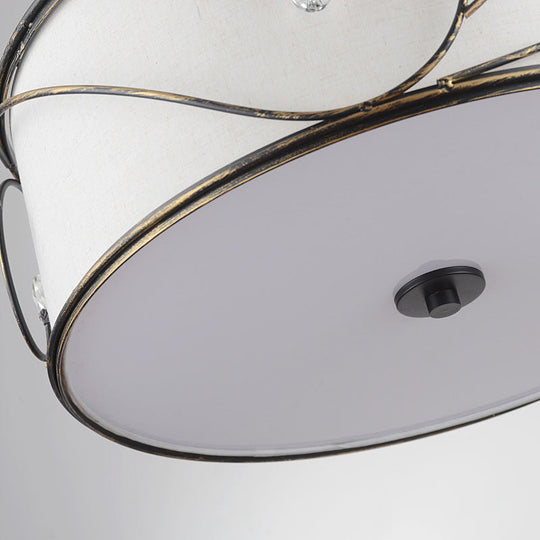 Classic Drum Fabric Semi Mount Ceiling Light - 5 Lights Flaxen 16’/19.5’ Wide