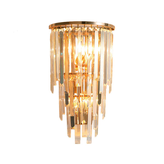 Retro Gold Waterfall Sconce Wall Mounted Crystal Lighting For Hallway (3 Lights)