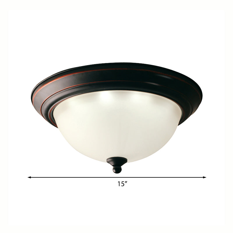 Traditional Flush Mount Led Ceiling Lamp - Black Bowl Design For Living Room (11’ 15’ 19’)