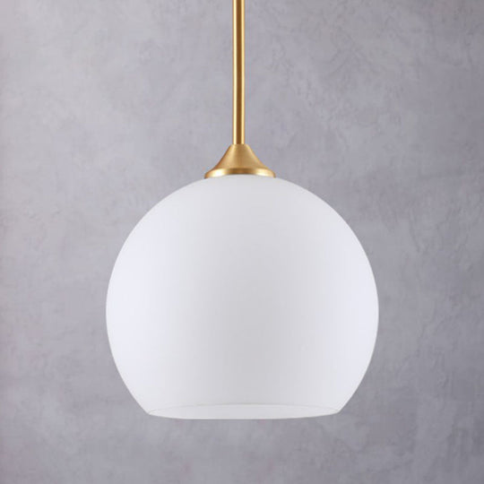 White Simplicity Pendant Light With Glass Dome And Brass Finish
