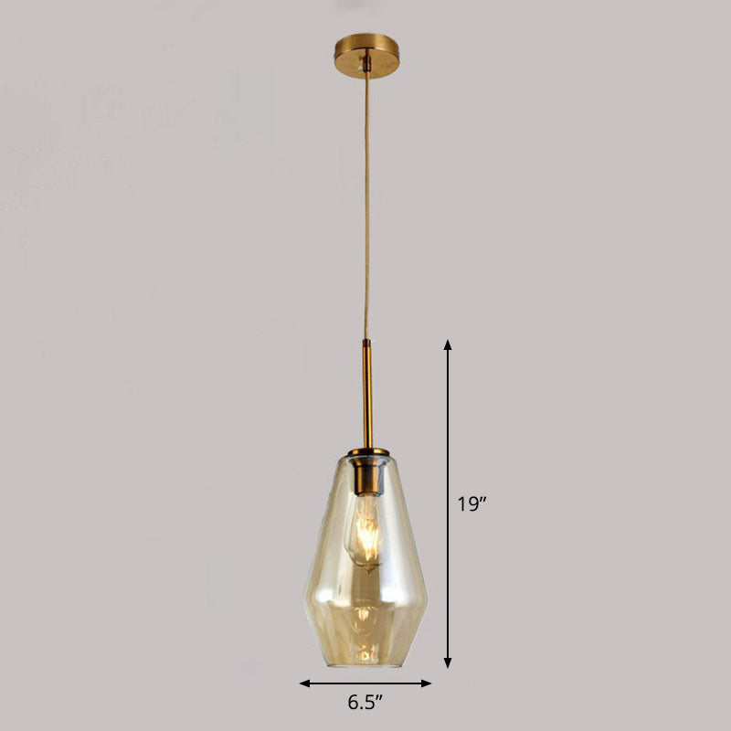 Modern Gold Diamond-Shaped Glass Pendant Ceiling Light With 3 Bulbs