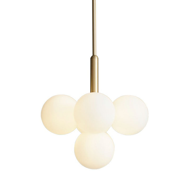 Gold Pendulum Milk Glass Chandelier - Simplicity 5-Light Pendant For Restaurants