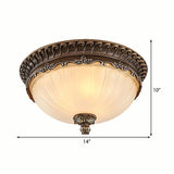Traditional Bronze Flush Mount Ceiling Light Fixture With Frosted Glass Shade - 3 Lights 12/14/19