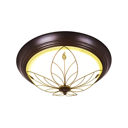Led Frosted Glass Flush Mount Light Fixture - Traditional White Bowl Design For Corridor Ceiling