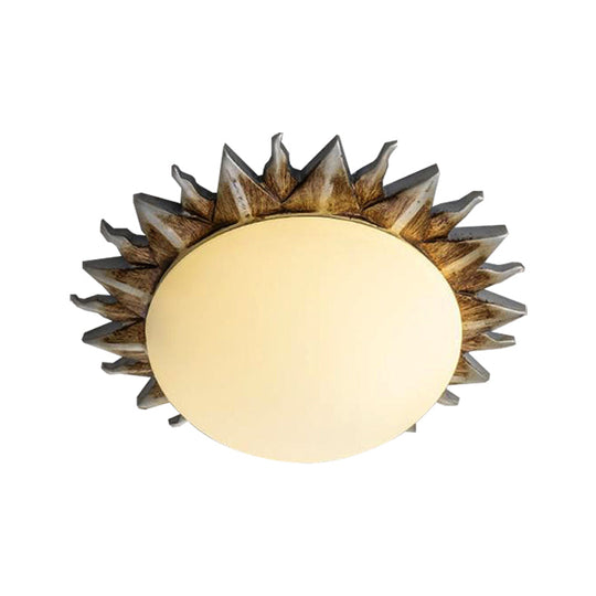 Traditional White Glass Flush Mount Ceiling Light For Dining Room - 1/3 Sunburst Lights Sizes 9’