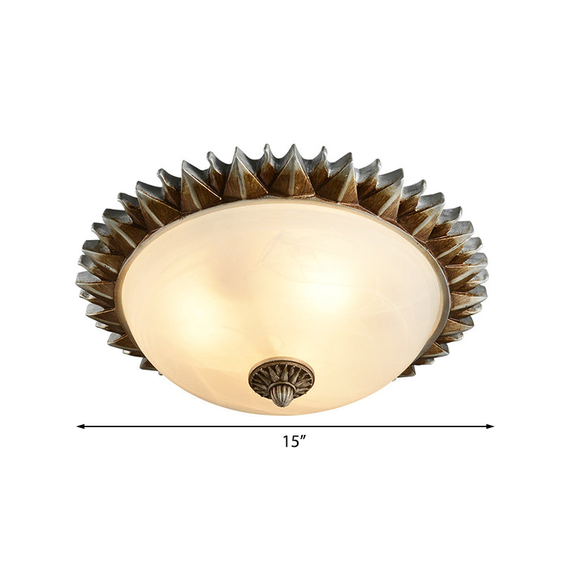 Traditional White Glass Flush Mount Ceiling Light For Dining Room - 1/3 Sunburst Lights Sizes 9’